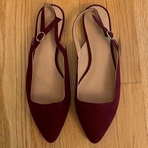 Burgundy Flats. Loft. Size 9. In good used condition